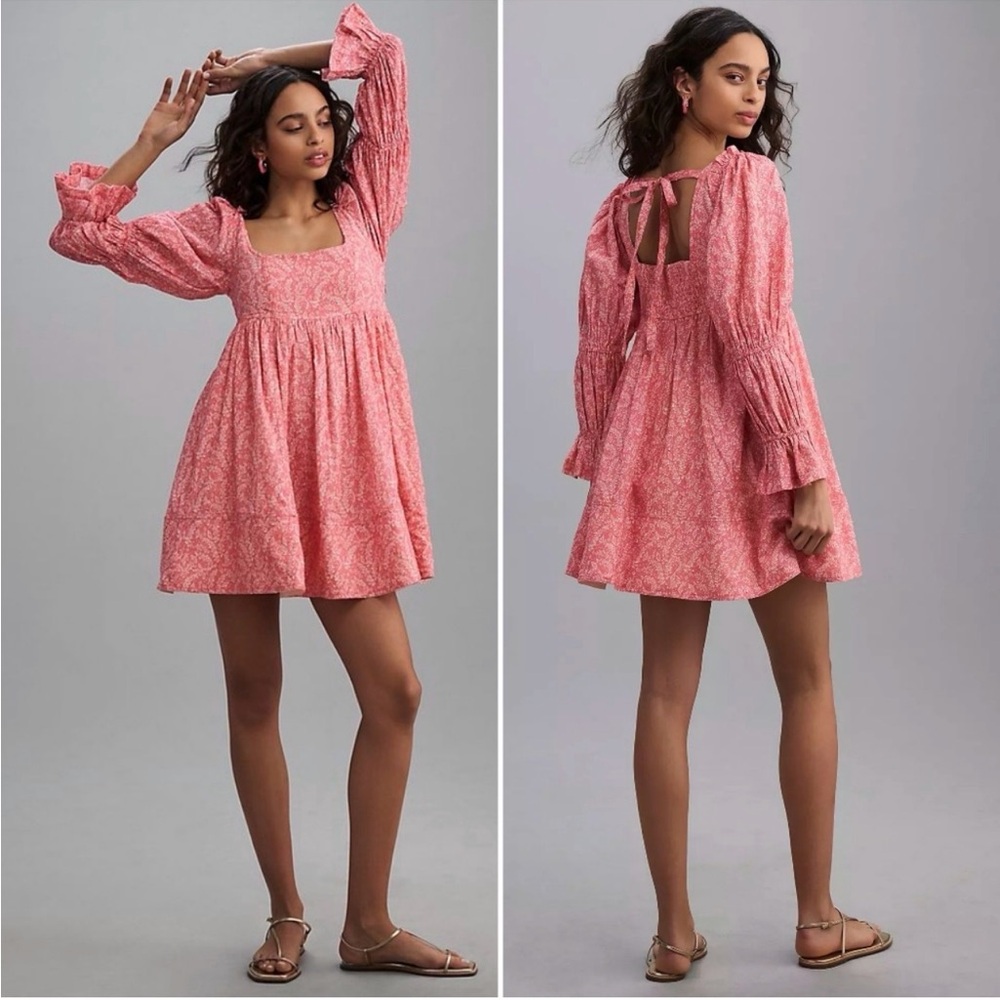 Anthropologie Pilcro Pink Long Sleeve babydoll Dress